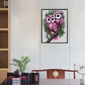 Owl 40*50CM(Canvas) Full Round Drill Diamond Painting