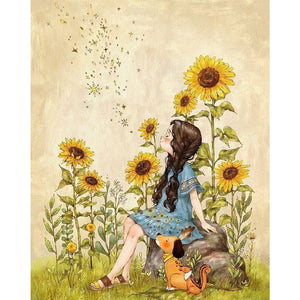 Yishu - Forest Girl - 50*60CM 11CT 3 Stamped Cross Stitch