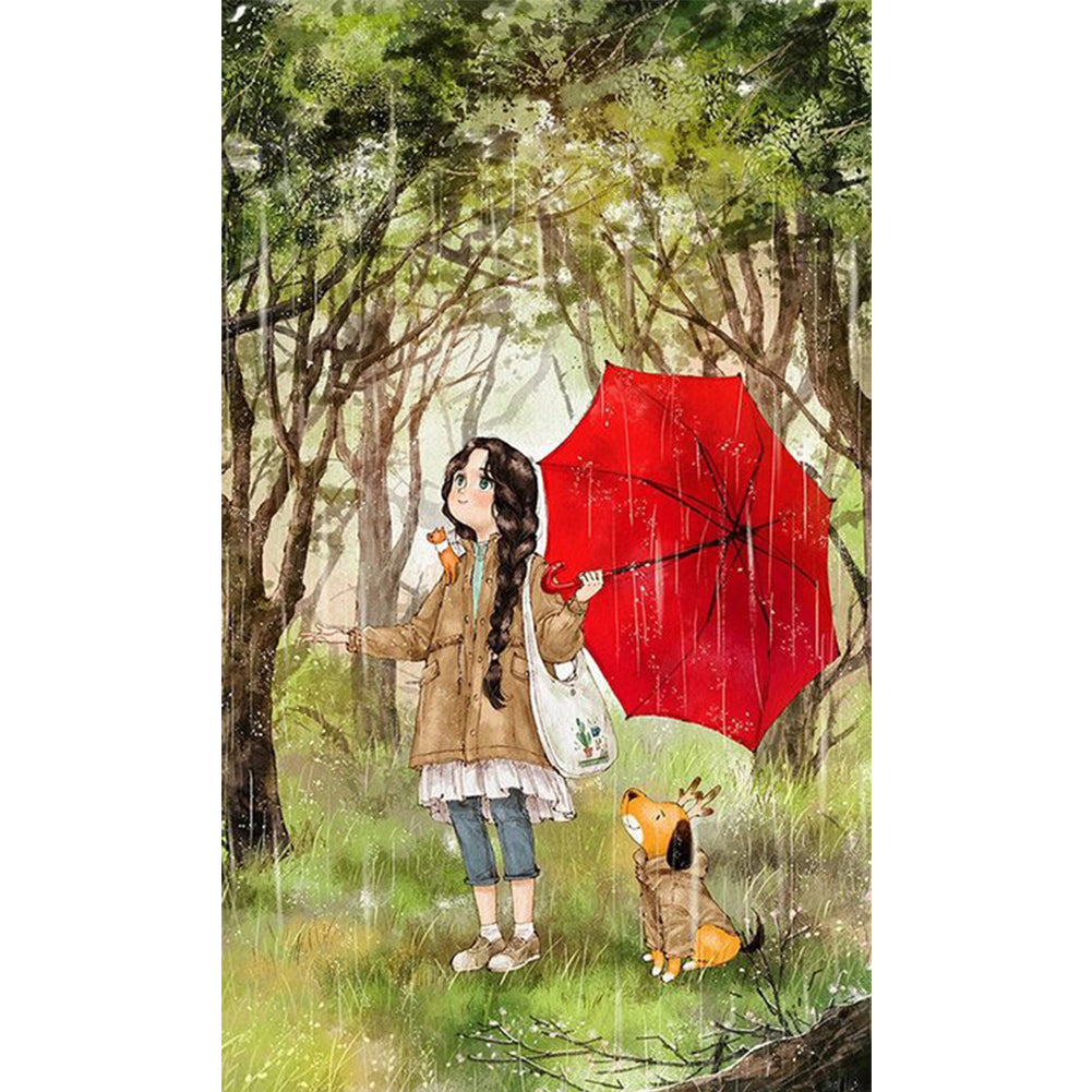 Yishu - Forest Girl - 50*80CM 11CT 3 Stamped Cross Stitch