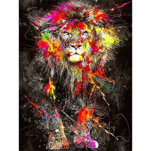 Splash-Color Lion 30*40CM(Canvas) Full Round Drill Diamond Painting