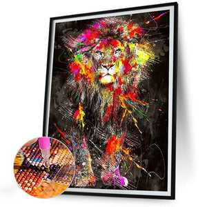 Splash-Color Lion 30*40CM(Canvas) Full Round Drill Diamond Painting