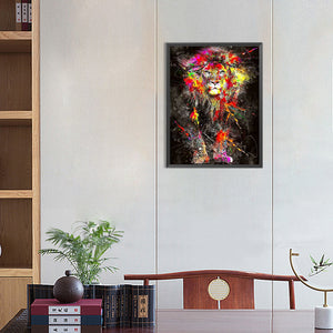 Splash-Color Lion 30*40CM(Canvas) Full Round Drill Diamond Painting