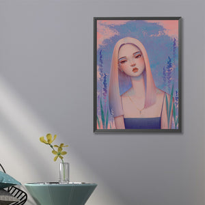 Woman With Tilted Head 40*60CM(Canvas) Full Round Drill Diamond Painting