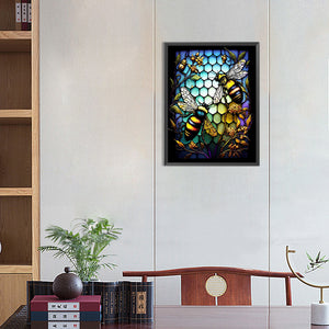 Glass Painting Of Bees 30*40CM(Canvas) Full Round Drill Diamond Painting