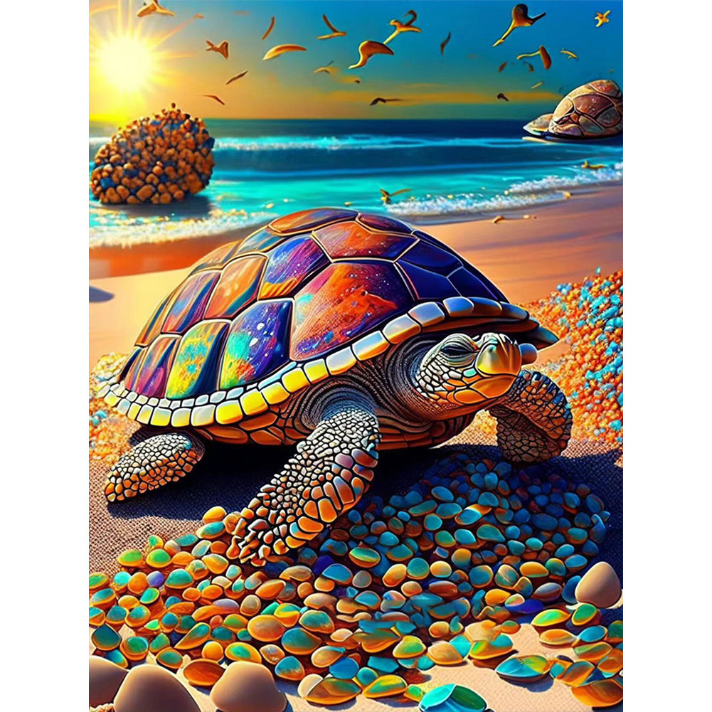 Turtle On The Beach 30*40CM(Canvas) Full Round Drill Diamond Painting