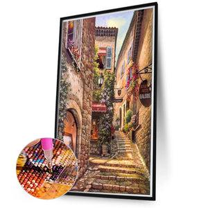 Scenic Cottage Street 50*70CM(Canvas) Full Round Drill Diamond Painting