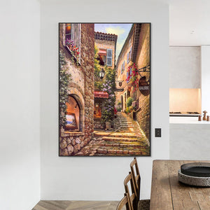 Scenic Cottage Street 50*70CM(Canvas) Full Round Drill Diamond Painting