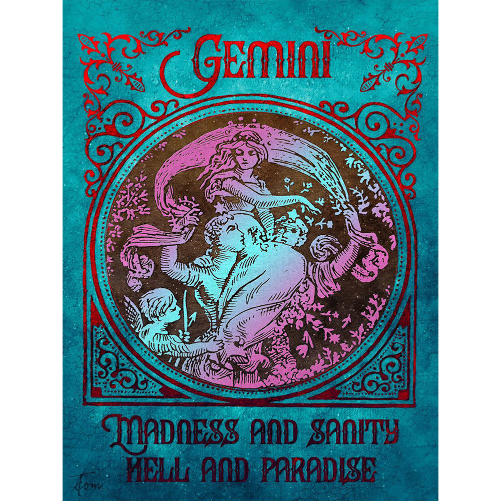 Retro Poster (Blue) 40*50CM(Canvas) Full Round Drill Diamond Painting