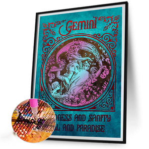 Retro Poster (Blue) 40*50CM(Canvas) Full Round Drill Diamond Painting