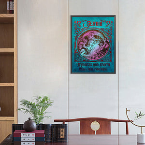 Retro Poster (Blue) 40*50CM(Canvas) Full Round Drill Diamond Painting
