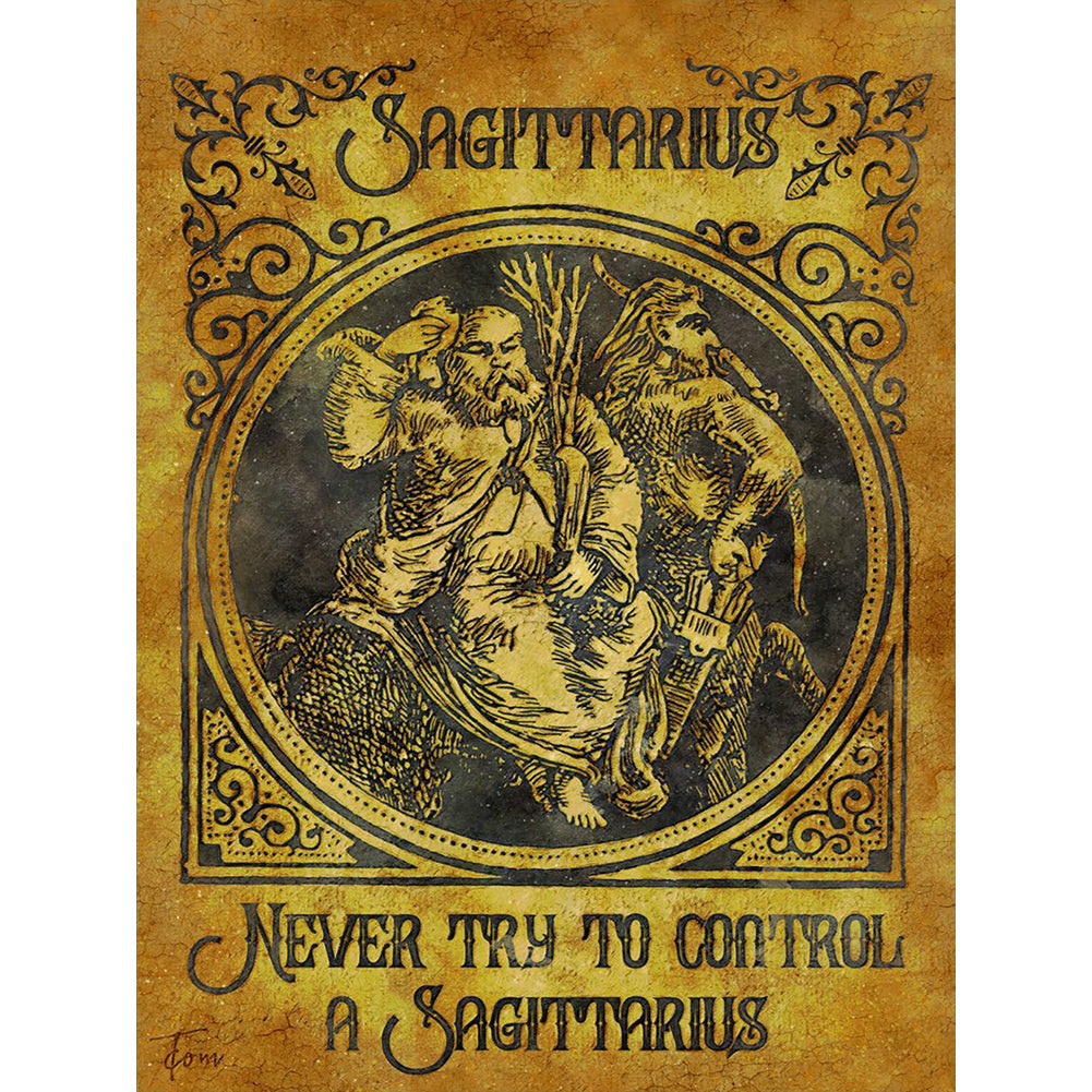 Retro Poster (Gold) 40*50CM(Canvas) Full Round Drill Diamond Painting