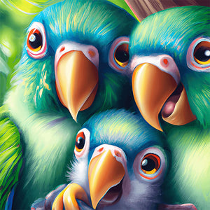 Parrot Family 40*40CM(Canvas) Full Round Drill Diamond Painting