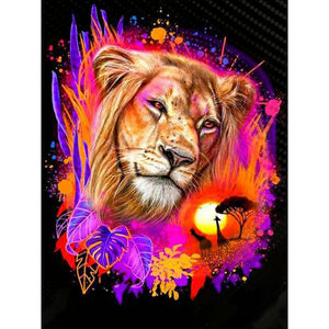 Colorful Lions 30*40CM(Canvas) Full Round Drill Diamond Painting