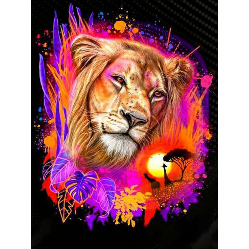 Colorful Lions 30*40CM(Canvas) Full Round Drill Diamond Painting