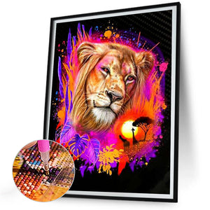 Colorful Lions 30*40CM(Canvas) Full Round Drill Diamond Painting