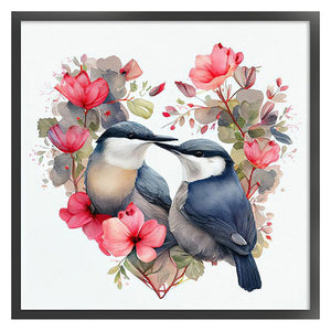Huancan - Heart-Shaped Flowers And Birds - 40*40CM 11CT 3 Stamped Cross Stitch