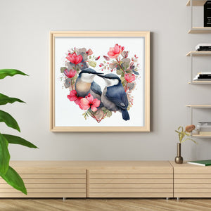 Huancan - Heart-Shaped Flowers And Birds - 40*40CM 11CT 3 Stamped Cross Stitch