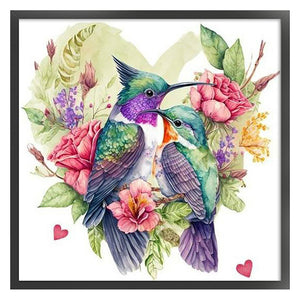 Huancan - Heart-Shaped Flowers And Birds - 40*40CM 11CT 3 Stamped Cross Stitch