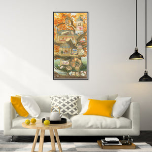 Huancan - Retro Tree House - 50*105CM 11CT 3 Stamped Cross Stitch