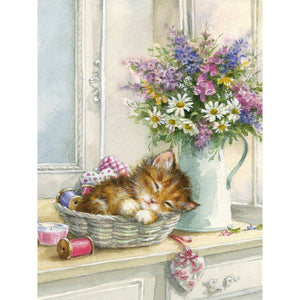 Cat Sleeping In A Box 30*40CM(Canvas) Full Round Drill Diamond Painting