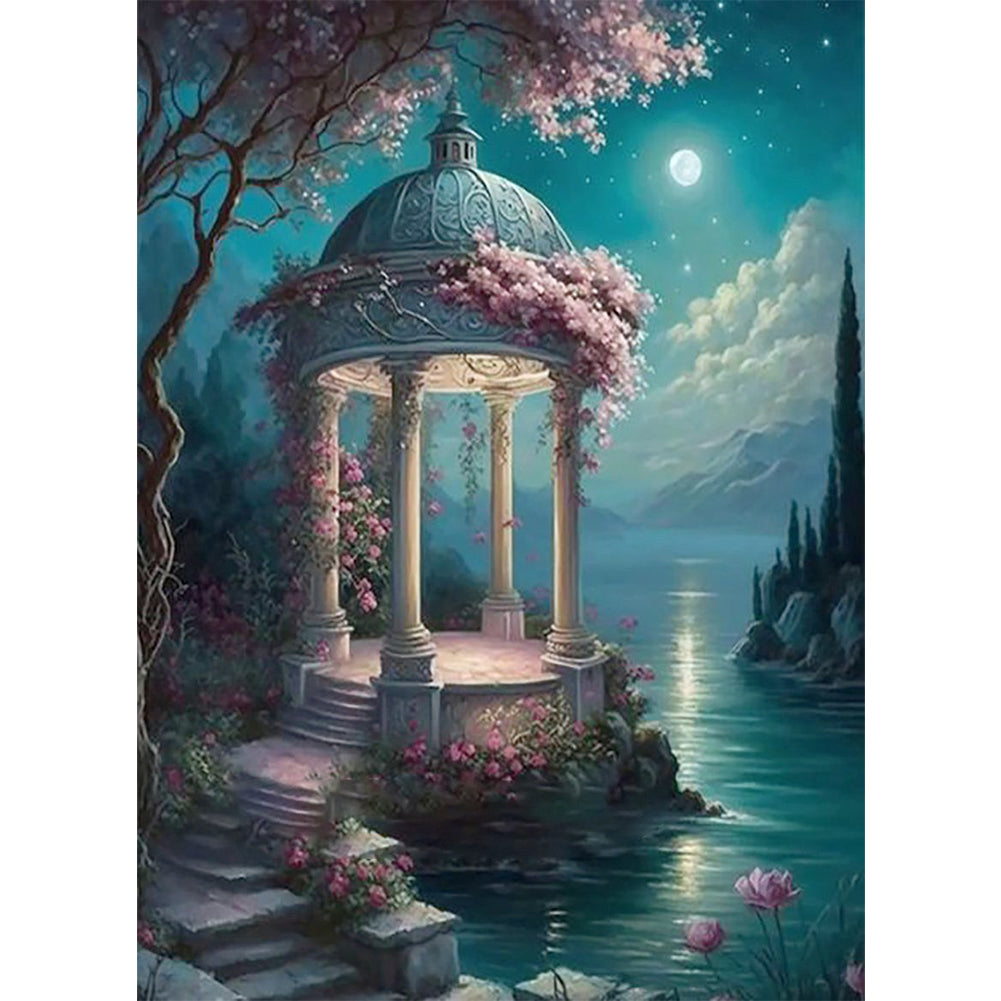Huancan - Dreamlike Flower Pavilion - 50*65CM 16CT 2 Stamped Cross Stitch