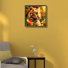 Load image into Gallery viewer, Tiger Next To Flowers 40*40CM(Canvas) Full Round Drill Diamond Painting
