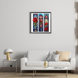 Glass Painting With Roses 40*40CM(Canvas) Full Round Drill Diamond Painting