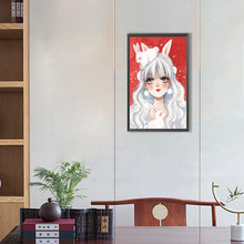Load image into Gallery viewer, Girl With White Hair And Bunny Ears 30*50CM(Canvas) Full Round Drill Diamond Painting
