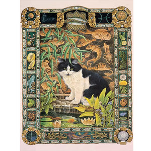 Card Cat 30*40CM(Canvas) Full Round Drill Diamond Painting