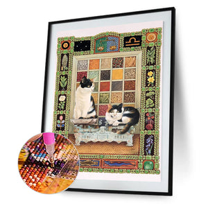 Card Cat 30*40CM(Canvas) Full Round Drill Diamond Painting