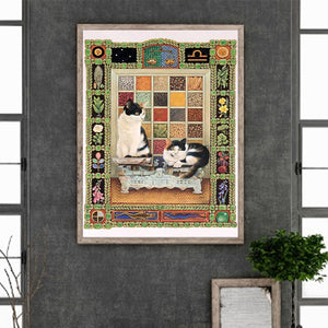 Card Cat 30*40CM(Canvas) Full Round Drill Diamond Painting