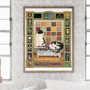 Card Cat 30*40CM(Canvas) Full Round Drill Diamond Painting