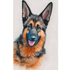 German Shepherd 30*45CM(Canvas) Full Round Drill Diamond Painting