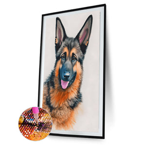 German Shepherd 30*45CM(Canvas) Full Round Drill Diamond Painting