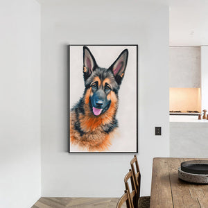 German Shepherd 30*45CM(Canvas) Full Round Drill Diamond Painting