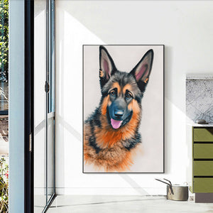 German Shepherd 30*45CM(Canvas) Full Round Drill Diamond Painting