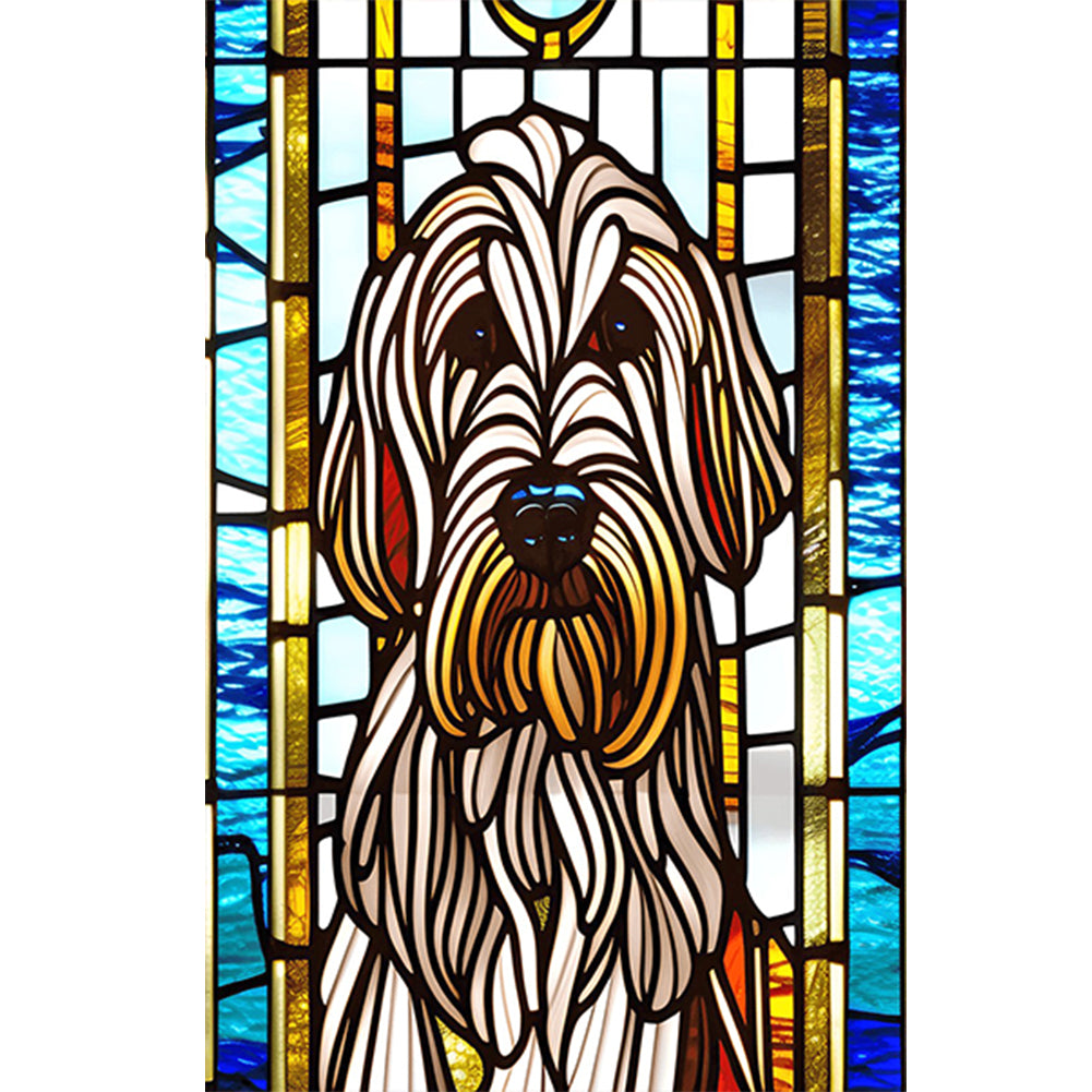 Stained Glass Art - Labrador 40*60CM(Canvas) Full Round Drill Diamond Painting