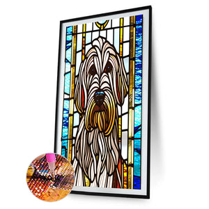 Stained Glass Art - Labrador 40*60CM(Canvas) Full Round Drill Diamond Painting
