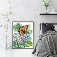 Load image into Gallery viewer, Joy Sunday - Hydrangea And Butterfly - 26*35CM 14CT 2 Stamped Cross Stitch

