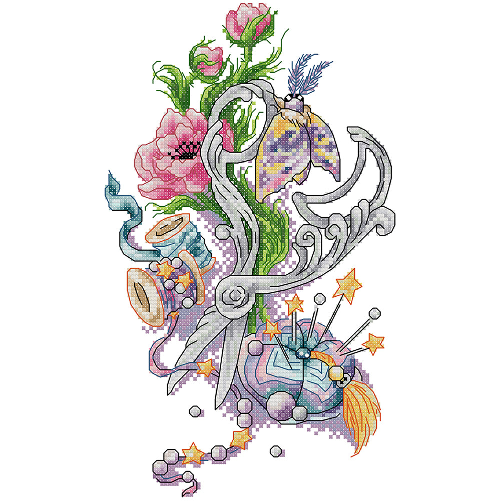 Joy Sunday - Silver Scissors - 19*32CM 14CT 2 Stamped Cross Stitch