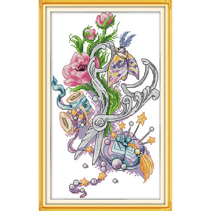 Joy Sunday - Silver Scissors - 19*32CM 14CT 2 Stamped Cross Stitch