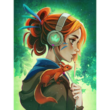 Load image into Gallery viewer, Girl With Headphones And Squirrel 30*40CM(Canvas) Full Round Drill Diamond Painting
