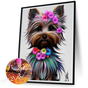 Yorkshire Terrier 30*40CM(Canvas) Full Round Drill Diamond Painting