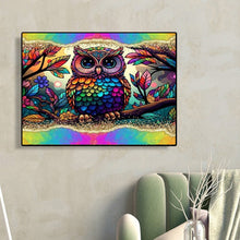 Load image into Gallery viewer, Owl With Rainbow Border 40*30CM(Canvas) Full Round Drill Diamond Painting
