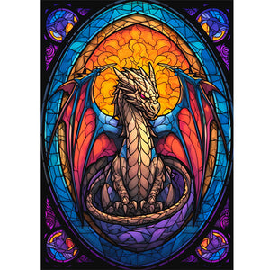 Golden-Blue Flame Dragon 40*55CM(Canvas) Full Round Drill Diamond Painting