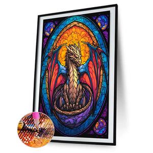 Golden-Blue Flame Dragon 40*55CM(Canvas) Full Round Drill Diamond Painting