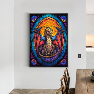 Golden-Blue Flame Dragon 40*55CM(Canvas) Full Round Drill Diamond Painting