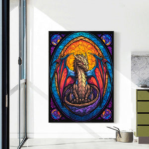 Golden-Blue Flame Dragon 40*55CM(Canvas) Full Round Drill Diamond Painting