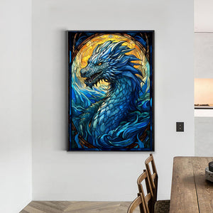 Blue Earthworm Dragon 40*55CM(Canvas) Full Round Drill Diamond Painting