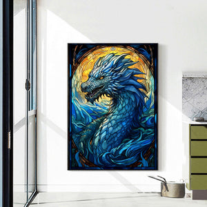 Blue Earthworm Dragon 40*55CM(Canvas) Full Round Drill Diamond Painting